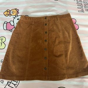 Corduroy button mini skirt